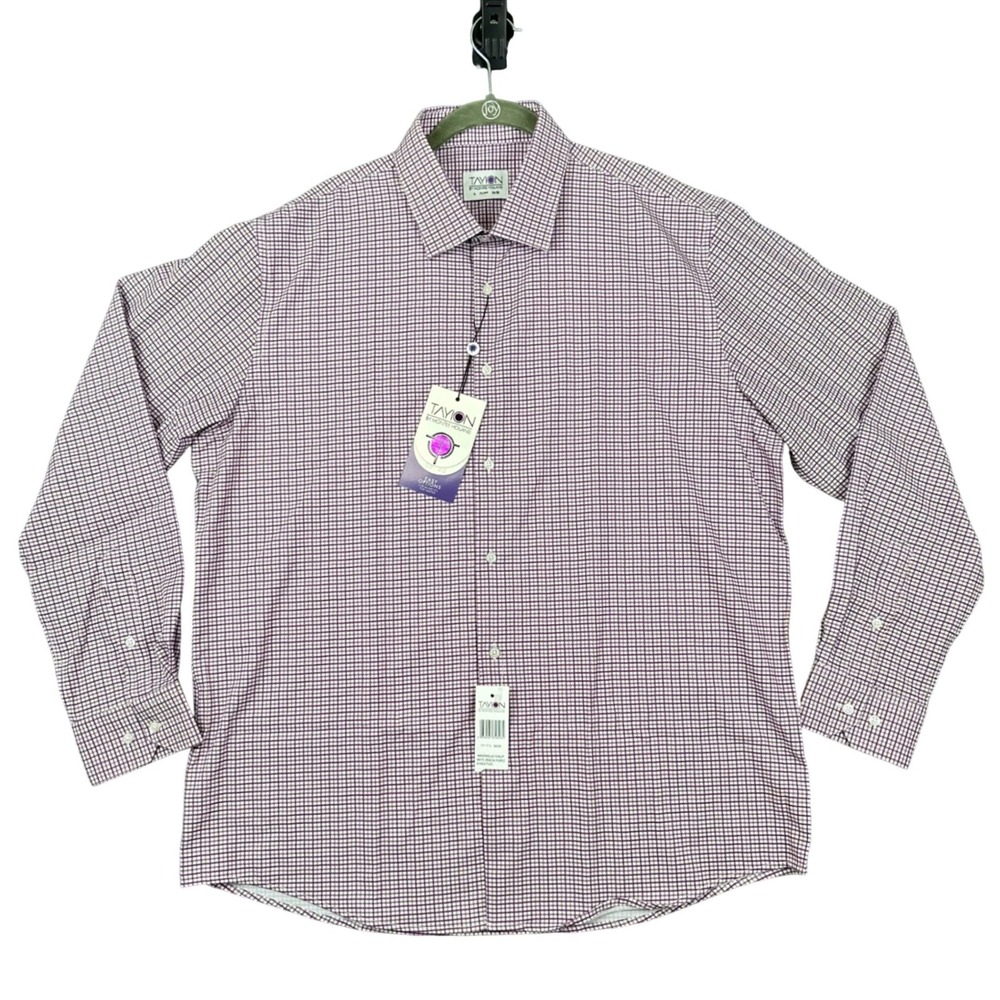 Tayion by Montee Holland Dress Shirt Mens‎ XL 34/35 Purple Gold Plaid NWT